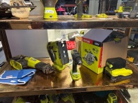 Shelf lot of Ryobi 18V tools