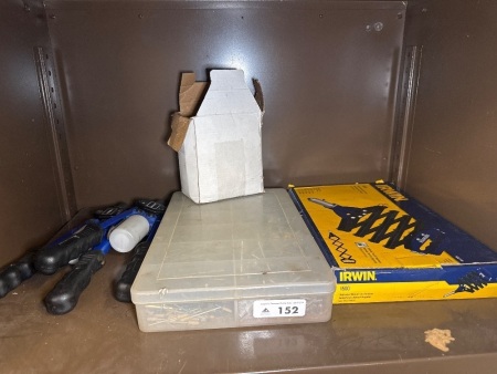 Shelf lot of pop riveting tools and rivets