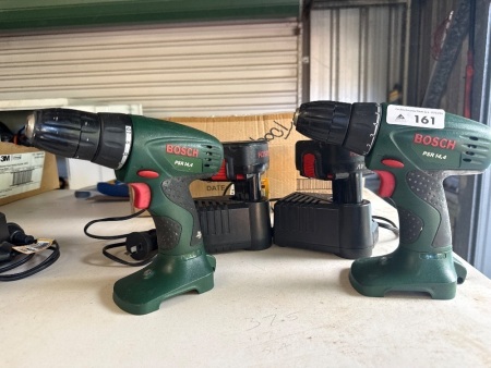 Two Bosch 14 V drills - 2 batteries and chargers