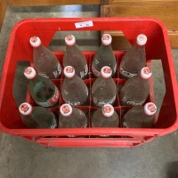 Red Plastic Coca Cola Crate + 12 Bottles - 2