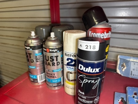 Spray cans of mostly rust guard paints