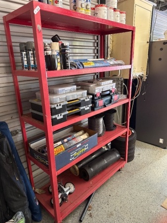 Metal shelving unit on castors