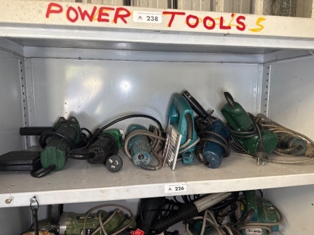 Shelf lot of electrical power tools