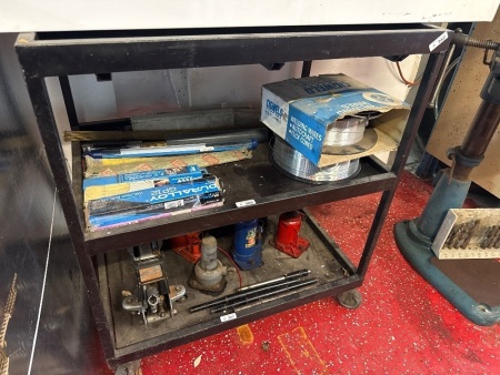 Steel bench on castors