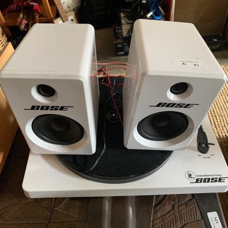 White Bose Record Deck & Speakers