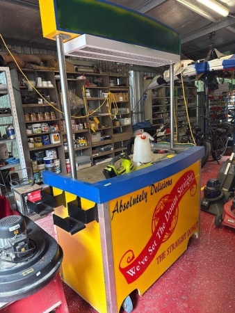 Donut bar on castors with overhead LED light