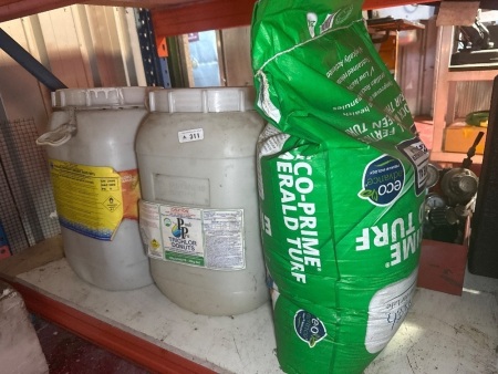 One bag of Eco growth turf fertiliser +2 containers of fertiliser