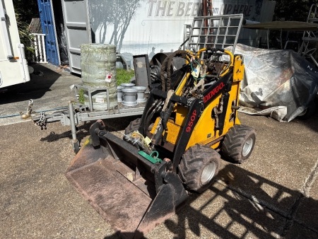 Dingo mini loader 950P Powered by petrol Honda GX 630 engine plus trailer, augers, concrete mixer, spare tyres and rims, and various other accessories