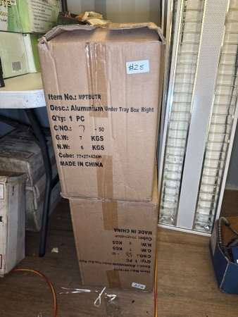 2x aluminium under tray boxes &ndash; right - as new in boxes