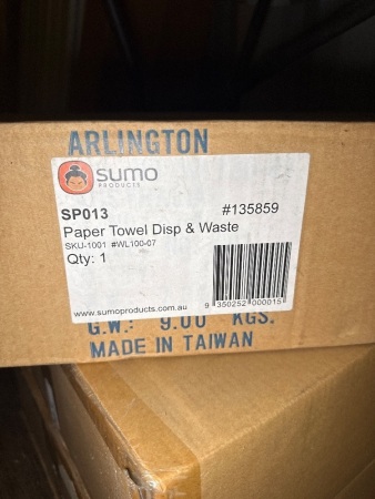 3x paper towel dispenser and waste - as new boxed