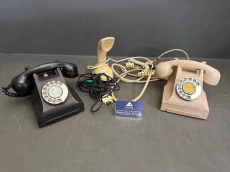 2 Vintage Dial Phones + Vintage Phone