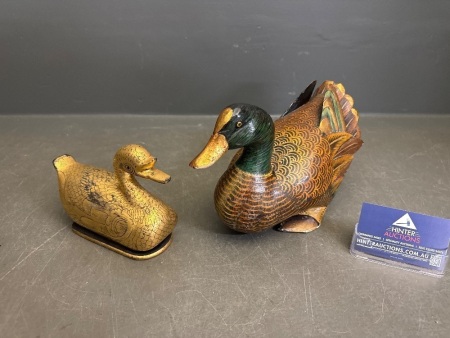 2 Art Deco Wooden Ducks