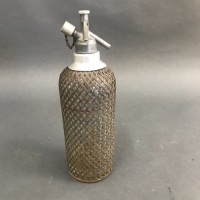 2 Vintage Mesh Covered Soda Syphons