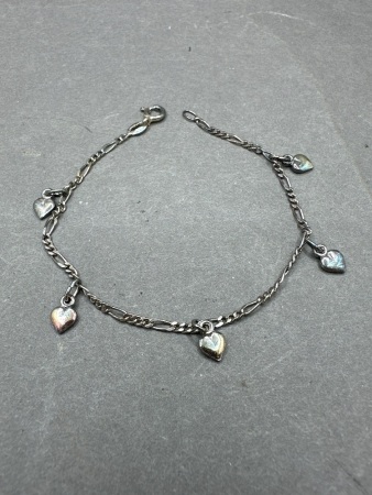 Vintage 1970s Whitaker Jewellers Love Heart Bracelet - Stamped 925
