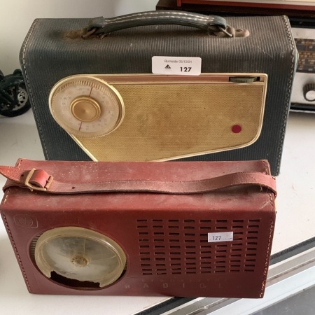 2 Vintage Radiola Transistor Radios - 1 Has Cracked Plastic Dial Cover