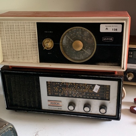 2 Vintage Astor Radios - 1 in Unusual Salmon Pink Colour
