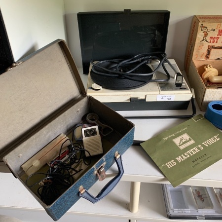 Vintage HMV Mercury Portable Record Player & Accessories