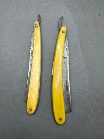 Joseph Allen England + Fred Broeker Elizabeth NJ Yellow Cut Throat Razor