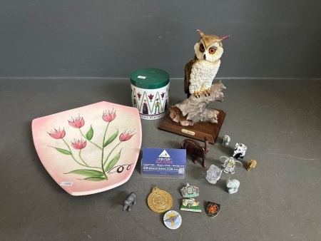 Misc Lot - Incs Pins & Mini Elephant Figurines