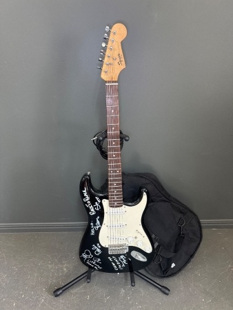 Squier branded Fender Bullet Strat Electric Guitar with Stand & Carry case