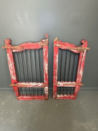 Antique Indian Teak Doors with Iron Bars