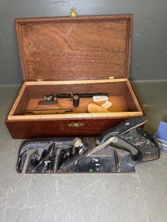 Stanley No.78 Cast Iron Rabbet Plane in Wooden Box with Extra Cutters