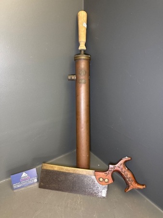 Vintage Paris Copper Pump + Omega Sheffield No.37 Hand Saw