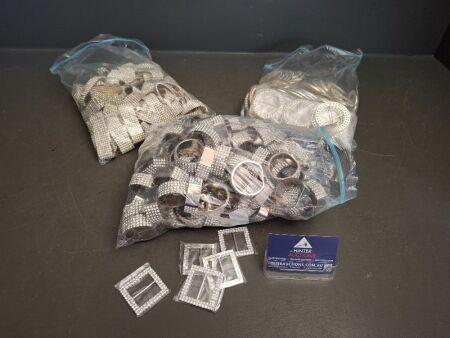 Large Lot of Diamonte Buckles + Bangles