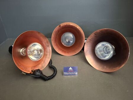 3 Copper Commercial Pull Down Heat Lamps