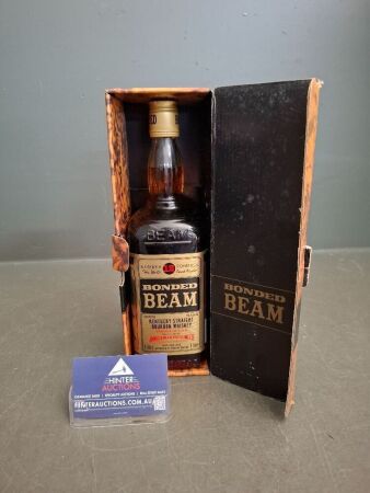Boxed 1 Litre Unopened Bottle of Jim Beam Kentucky Straight Bourbon Whiskey, 12 Formula Ed