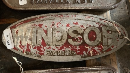 Vintage Cast Iron Railway Makers Plate Windsor Engineers Brisbane