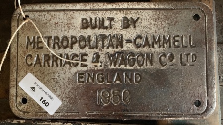 Chromed Cast Iron Carriage Makers Plate Metropolitan & Cammell UK 1950