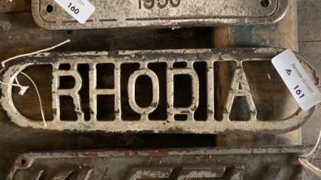 Art Deco Cast Carriage Nameplate RHODIA