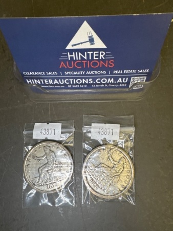 2 x Silver Plated 1876 US Trade Dollars