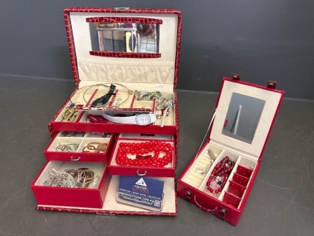 Leather Look Womens Jewellery Box with Jewellery