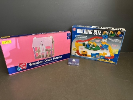 Jack N Jill Wooden Dollhouse + Attop Toys Car Racing Set