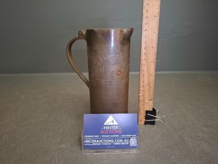 Antique WW1 German Trench Art Shell Casing Tall Jug - Marked Apr 1916, Patronenfabrik Karlsruhe