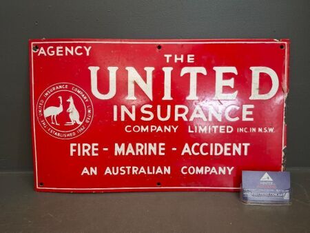 The United Insurance Company Enamel Sign