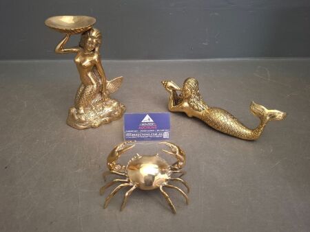 Brass Mermaids & Crab