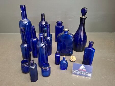 Large Lot of Blue Bottles