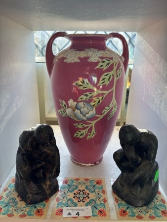 Pink Vase with 2 Thinking Man Statues