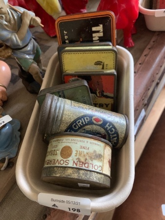 Box Lot of Vintage Mainly Cigarette Tins
