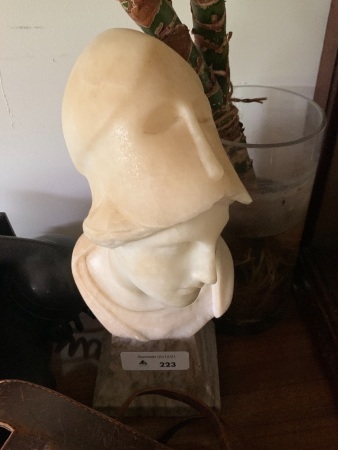 Vintage Hand Carved Alabaster Head of Lady in Bonnet