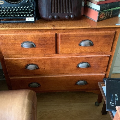 Antique Silky Oak 4 Drawer Chest