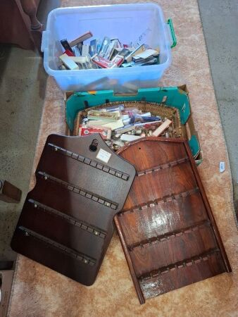 Large Lot of Collectable Teaspoons and Display Racks