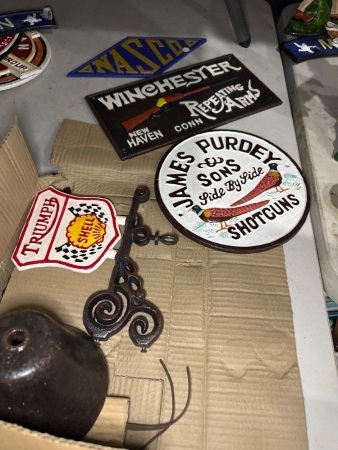 Repo Cast Iron Signs + Triumph Shell Wall Hanging Bell