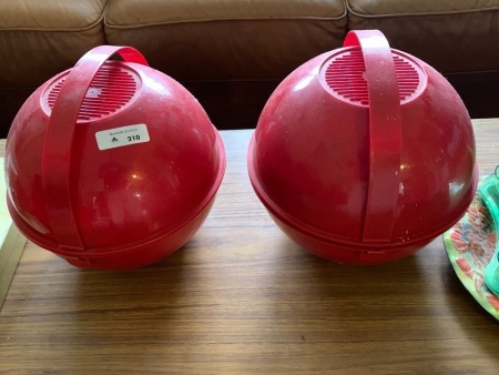 2 Vintage Retro Red Picnic Ball Sets