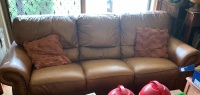 3 Seater Brown Leather Couch in Good Condition