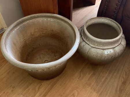 2 Large Glazed Ceramic Pots by Doulton Australia