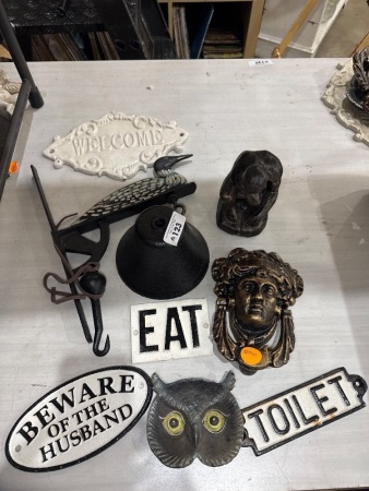 Repo Cast Iron Signs, Wall Hanging Bell & Door Knockers
